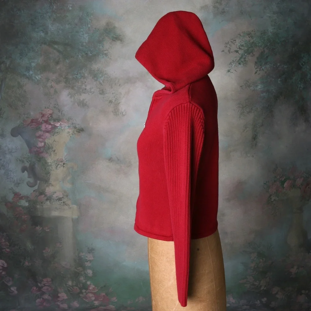 Like, Love Red Hooded Dbl Zip Sweater w/Star Sz Lg - Picture 3 of 8